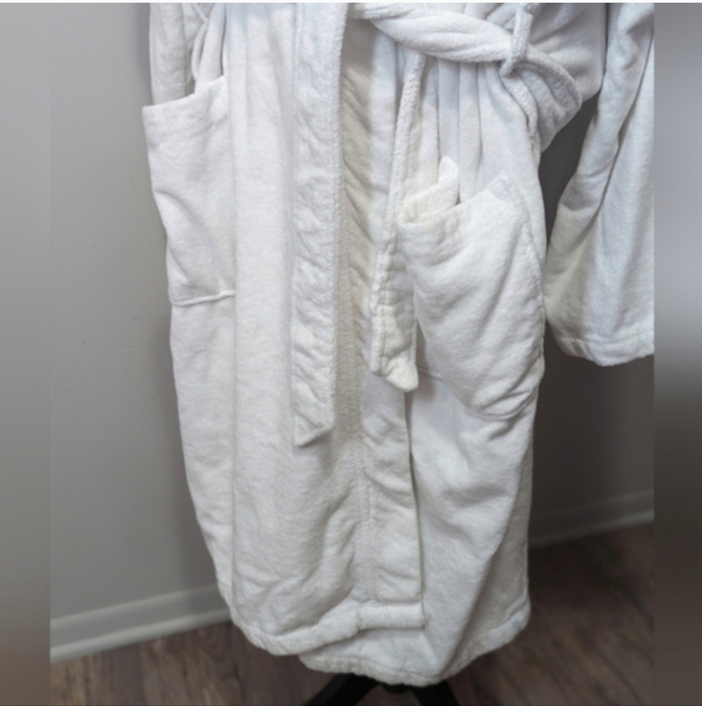 Mens Polo Ralph Lauren Bath Robe Size L/XL White Terry Cloth Pony Horse - Picture 10 of 14